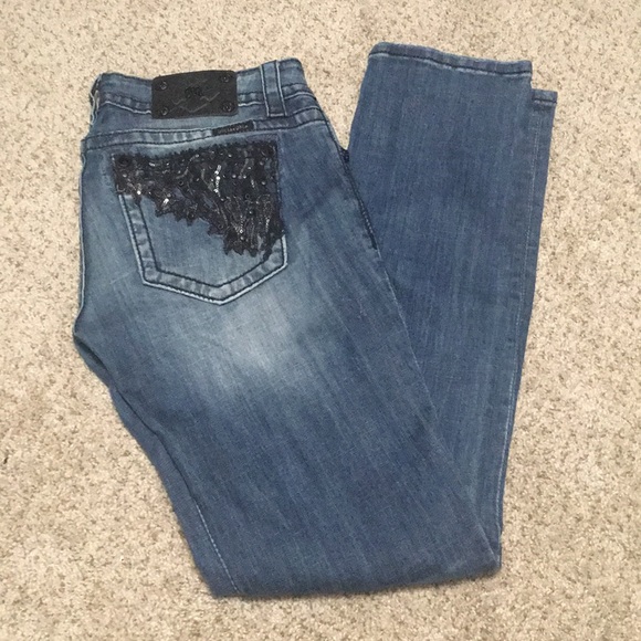 💙💖 Miss Me black lace straight leg jeans - Picture 2 of 4